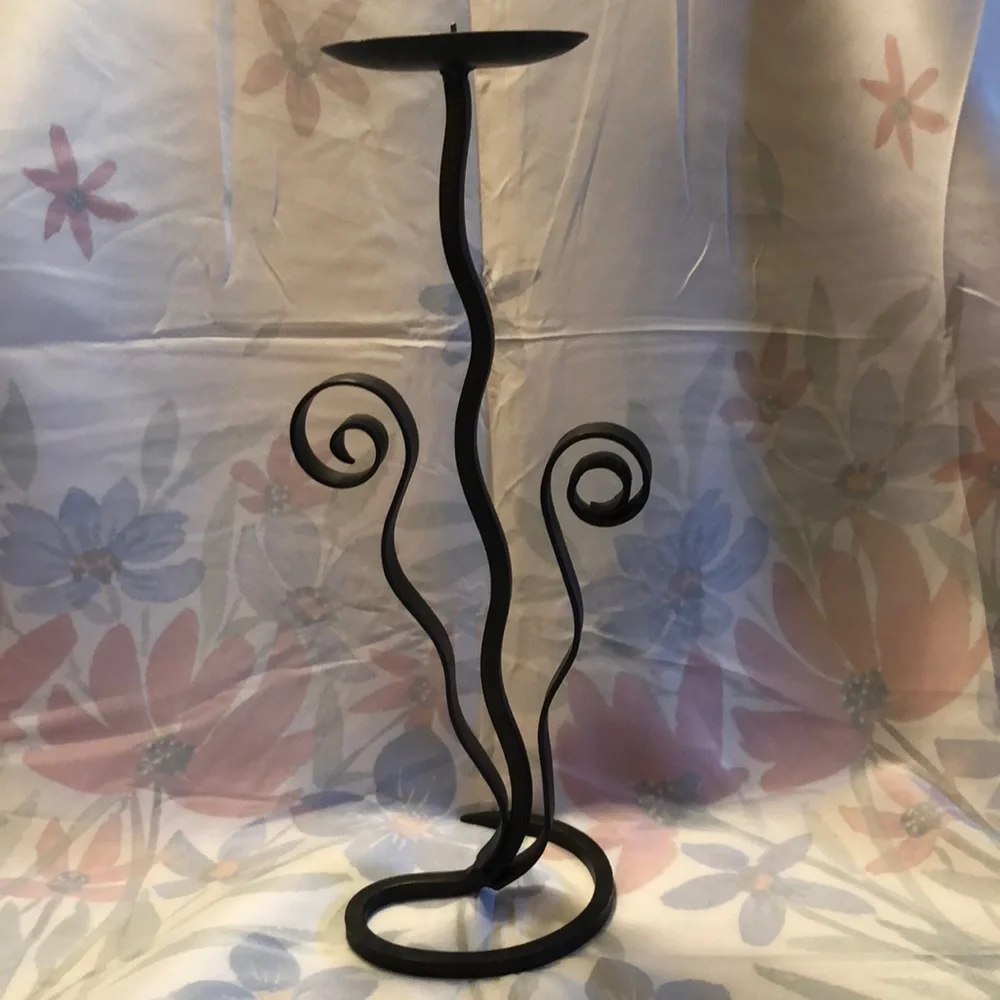 Vintage Handmade Iron Candle Holder - Unique 6 Year Anniversary Gift 13”x5.25”